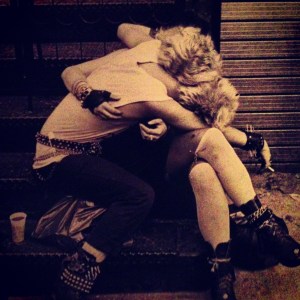 a young punk love embrace.  (credit: derek berg, east village nyc 1984)